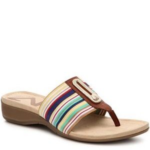 Anne Klein Sport Colorful Striped Karona Wedge Sandal EUC sz 10